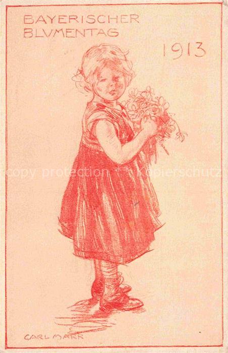 MARR von Karl Carl Kuenstlerkarte Bayerischer Blumentag Kind Maedchen