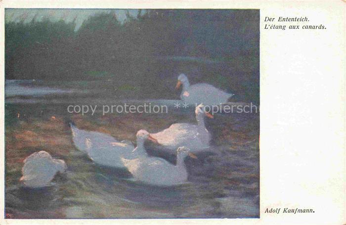 KAUFMANN Adolf Kuenstlerkarte Der Ententeich canards