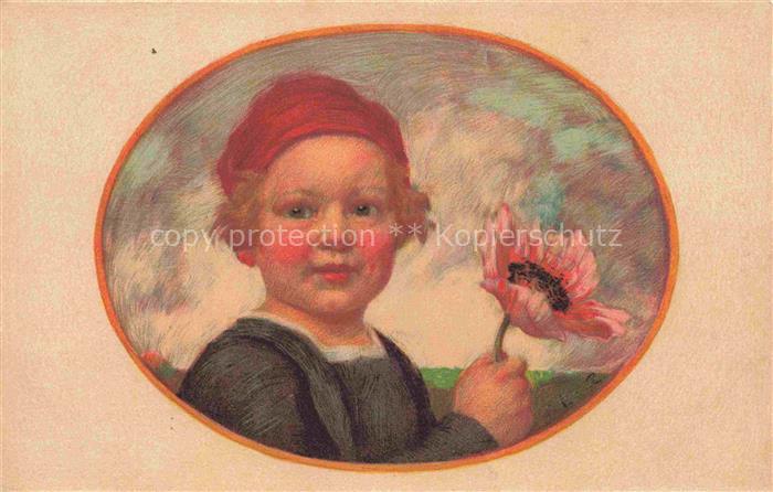 ZUMBUSCH L. v. Prof. Kuenstlerkarte Bayerischer Blumentag Kid Maedchen Litho