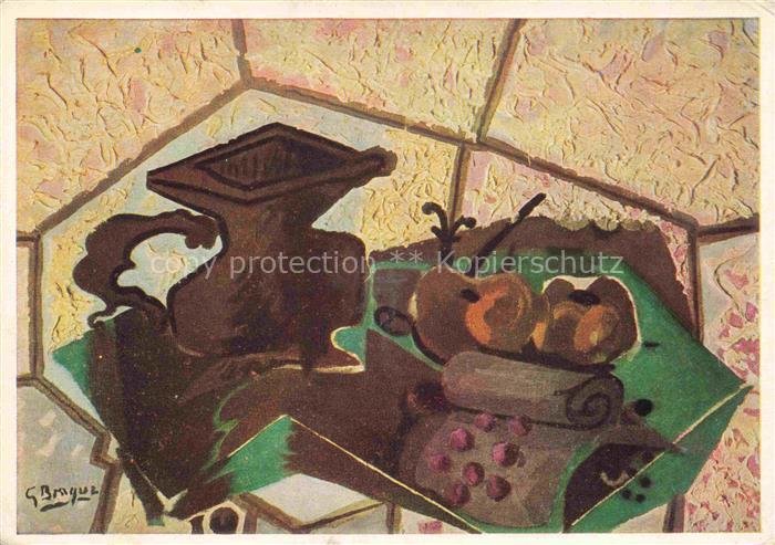 BRAQUES Georges Kuenstlerkarte The Green Tablecloth