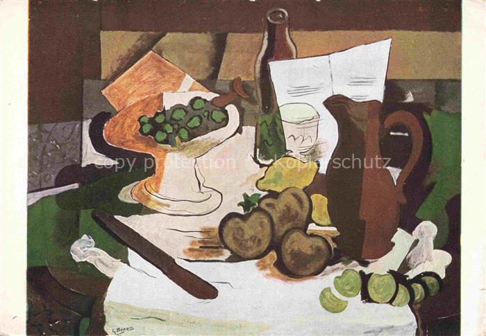 BRAQUE George (1882-1963) Kuenstlerkarte Musikpartitur und Fruechte