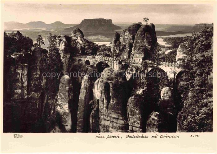 HAHN Foto Hahn Nr. 3205 Saechs. Schweiz Basteibruecke Lilienstein