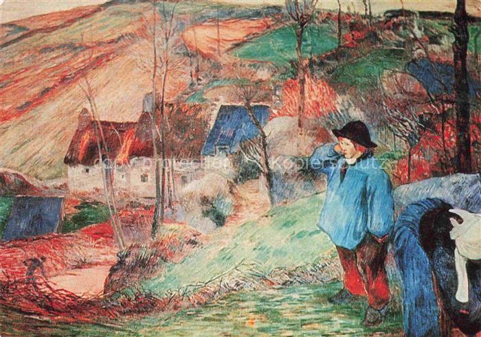 GAUGUIN Paul (1848-1903) Kuenstlerkarte Bretonische Landschaft