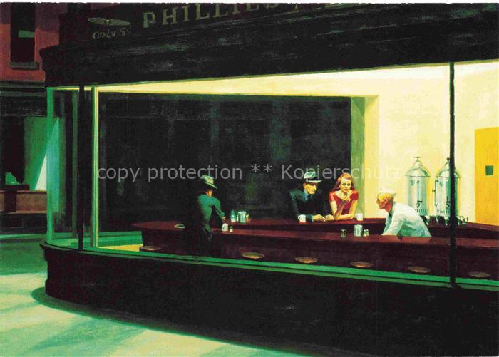 HOPPER Edward Kuenstlerkarte Nighthawks