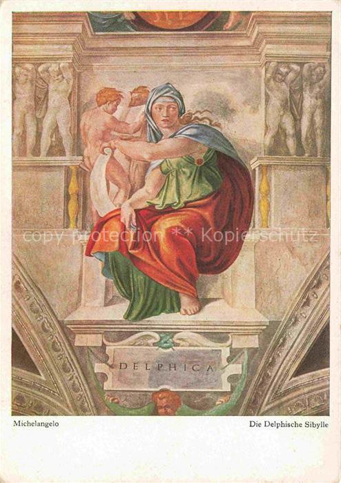 MICHELANGELO Kuenstlerkarte Die Delphische Sibylle