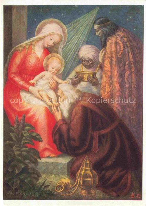 FIGEL A. Kuenstlerkarte Geboren ist der heilige Christ Jesus