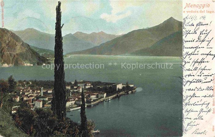 Menaggio Lago di Como Lombardia IT Lago-di-Como Zypresse Halbinsel Ortschaft Ber