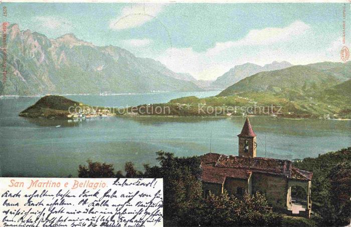 Bellagio Lago di Como IT San-Martino Lago-di-Como Halbinsel Kirche Glockenturm B