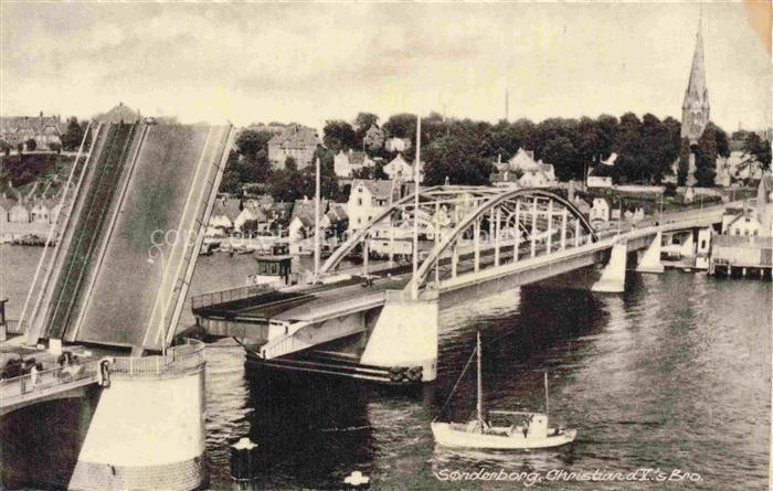 Sonderborg DK Christian-d-I-s-Bro Zugbruecke Hafen Segelboot Kirche Hubbruecke A