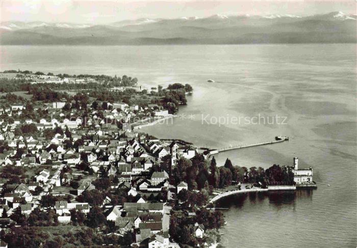 Langenargen Bodensee Bodensee Seepromenade Steg Kirche Alpen Ort Luftbild