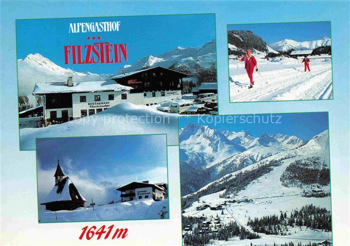 Filzstein 1641m Gerlos Zillertal AT Alpengasthof-Filzstein Restaurant Skifahrer