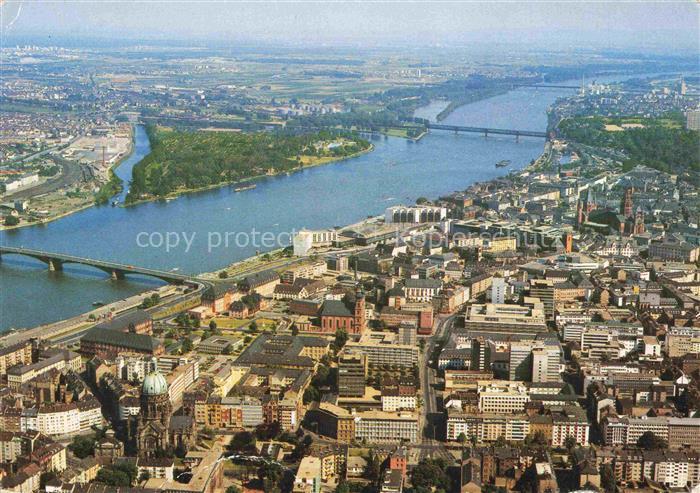 Gonsenheim MAINZ Christuskirche Dom Rhein Main-Muendung Bruecke Stadtansicht Fli