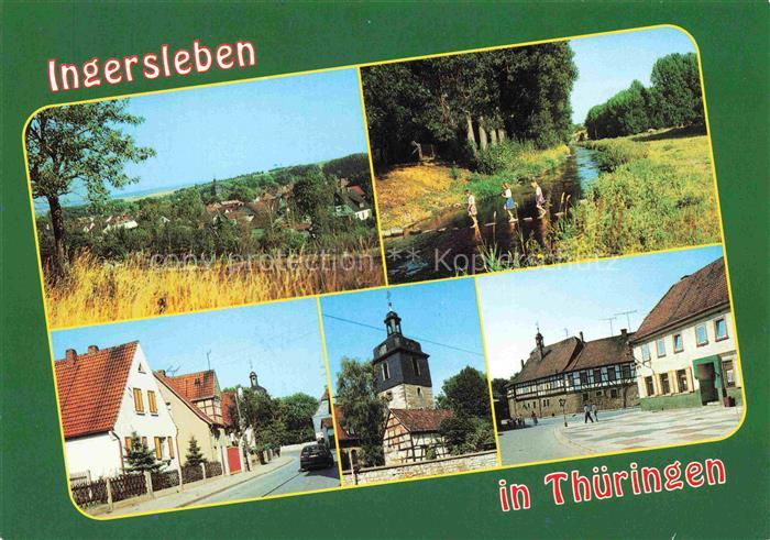 Ingersleben GOTHA Thueringen Dorfansicht Bach Kirche Strassenszene Fachwerkhaus