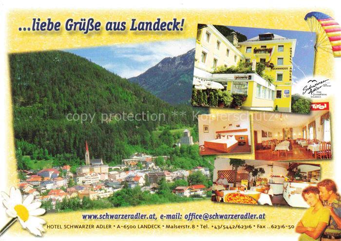 Landeck  Tirol AT Hotel-Schwarzer-Adler Pizzeria Zimmer Restaurant Stadtansicht