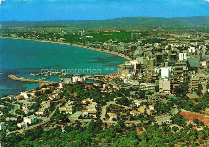 El Arenal Mallorca ES Kuste Bucht Hafen Strand Hochhaeuser Luftbild Stadtansicht