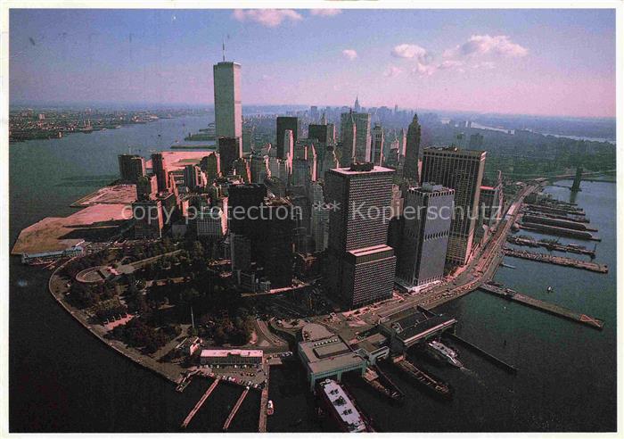 NEW YORK City USA Manhattan Twin-Towers Skyline Luftaufnahme Hudson-River East-R