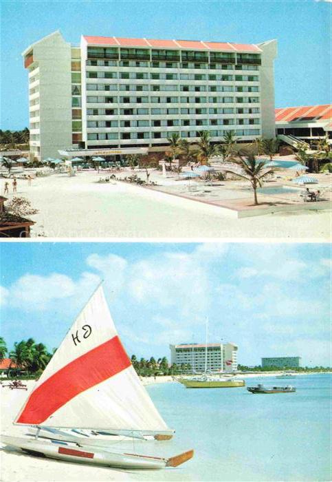 Palm Beach Aruba Hotel-Americana Palmbeach Pool Segelboot Strand Hotelgebaeude