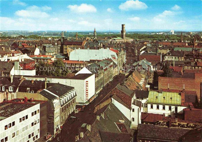 FueRTH Bayern Stadtpanorama Innenstadt Daecher Kirchtuerme Rathaus Strassenszen