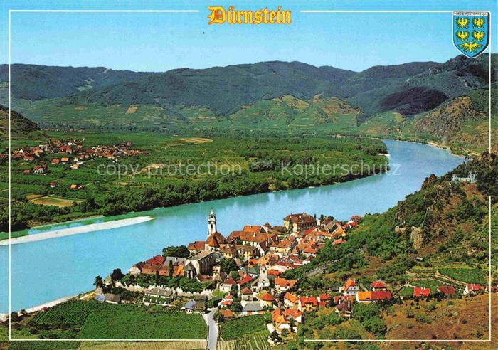 Duernstein Wachau Niederoesterreich AT Donau Wachau Fliegeraufnahme Stiftskirche
