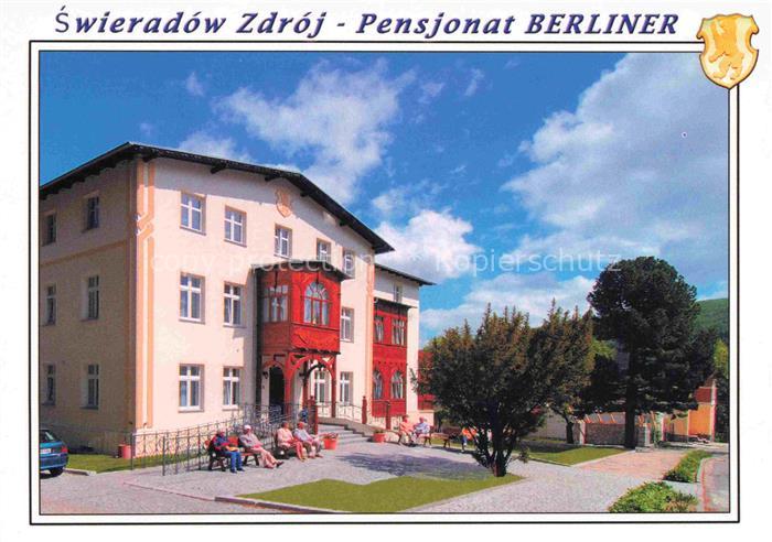 Swieradow Zdroj Bad Flinsberg PL Pensjonat-Berliner Kurhaus Fassade Garten Baenk