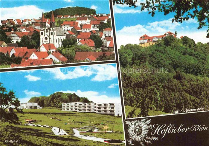 Hofbieber Stadtpanorama Kirche Schloss-Bieberstein Golfplatz Rhoen Erholungsort