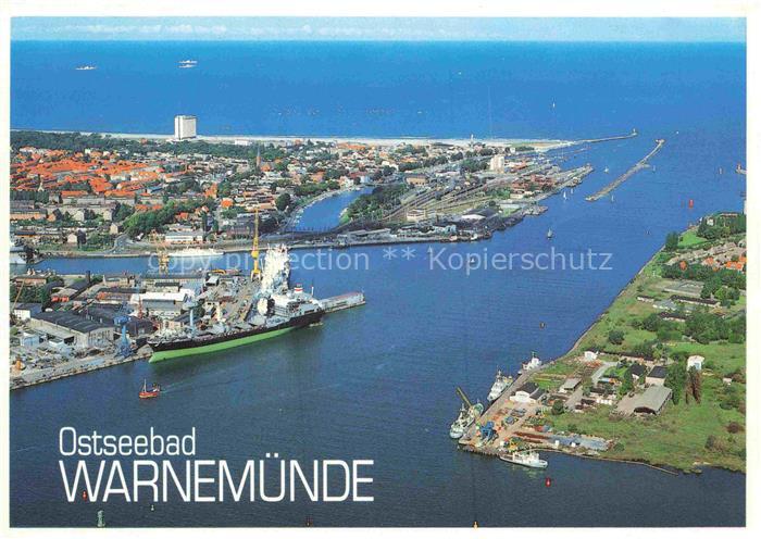 WARNEMueNDE Ostseebad Rostock Hafen Ostsee Frachter Fliegeraufnahme Warnow Kanal