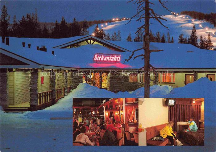 Sirkka Suomi Hotelli-Sirkantaehti Skigebiet Nacht Winter Schnee Restaurant Zimme