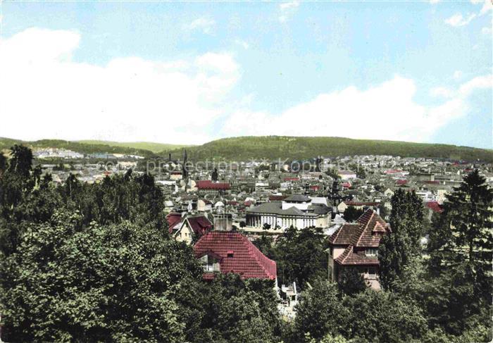 SAARBRueCKEN Saarland Teilansicht Kirchtuerme Daecher Villen Baeume Huegel Stadt