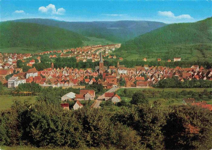 Hummersen LueGDE Lippe NRW Stadtpanorama Kirche Daecher Tal Berghaenge Bad-Pyrmo