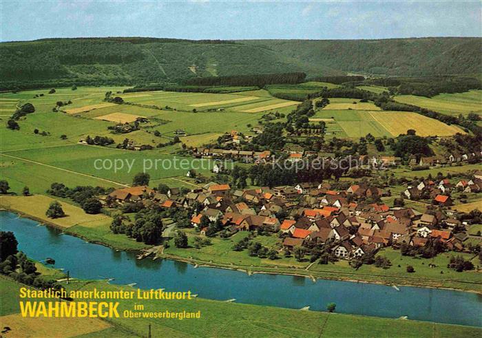 Wahmbeck Weser Bodenfelde Niedersachsen Weser Luftaufnahme Dorf Felder Wald Flus