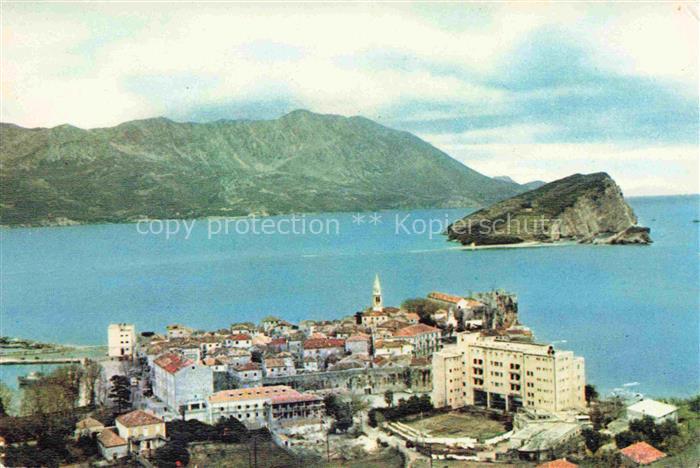BUDVA Montenegro Altstadt Adriatisches-Meer Sveti-Nikola Insel Berge Kueste Kirc