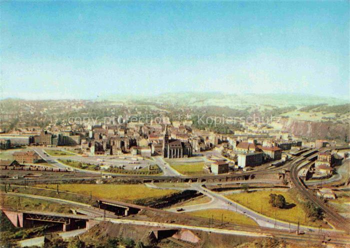 USTI NAD LABEM Aussig CZ Stadtmitte Kirche Eisenbahn Viadukt Stadtpanorama Elbe