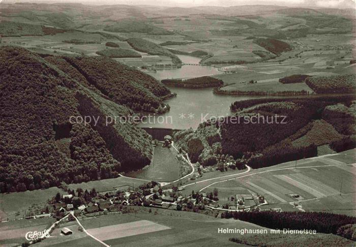 Helminghausen Diemelsee Marsberg NRW Diemelsee Stausee Luftbild Wald Felder Tals