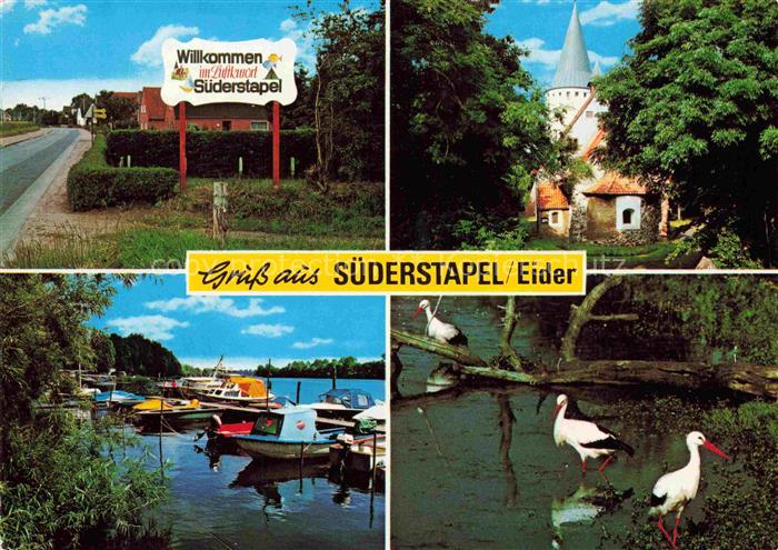 Suederstapel Eider Boote Stoerche Kirche Ortsschild Zittkauer Hafen Rohrschilf