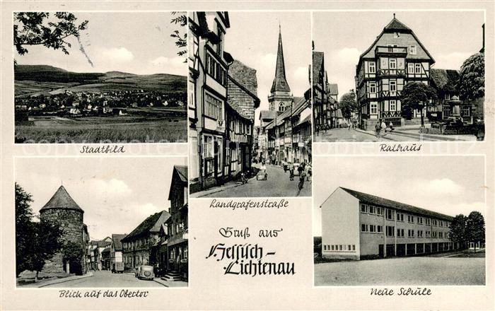 Hessisch Lichtenau Panorama Landgrafenstrasse Rathaus Obertor Neue Schule