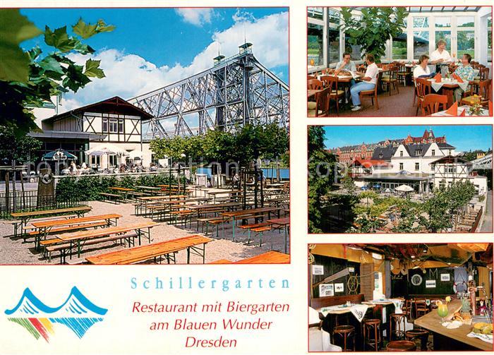 DRESDEN Elbe Schillergarten Restaurant am Blauen Wunder Gasstraeume Terrasse