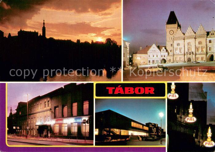 Tabor  CZ Pohled pres Jordan Zizkovo namesti Hotel Jordan Restaurace Zlato svick