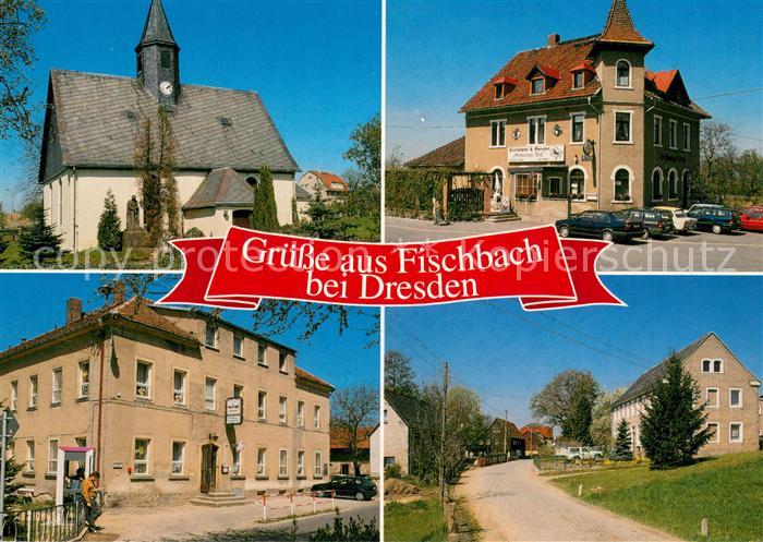 Fischbach Arnsdorf Kirche Gasthof Pension Schwarzes Ross Ortspartie