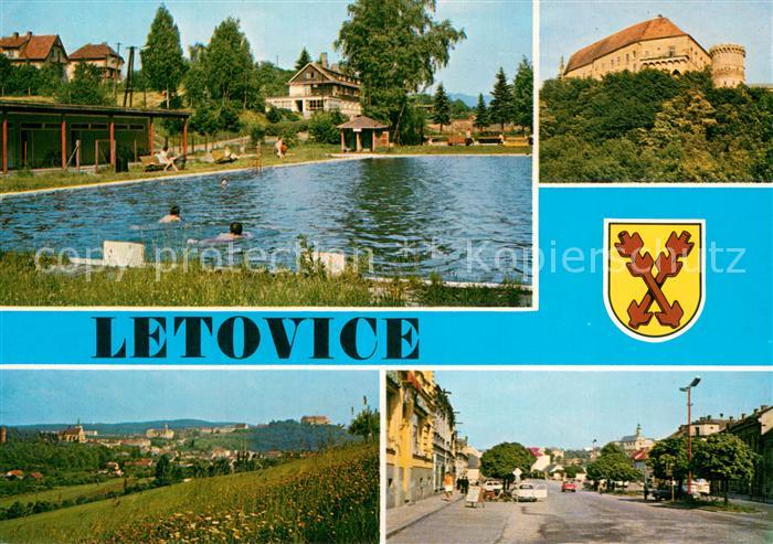 Letovice Lettowitz CZ Koupaliste Zamek Celkovy pohled Namesti Osvobozeni