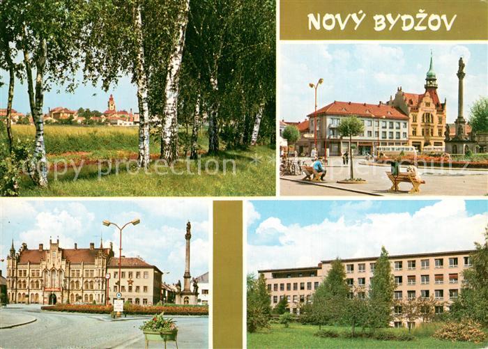 Novy Bydzov CZ Celkovy pohled od Cidliny Namesti Miru s hotelem Lev Radnice Nemo