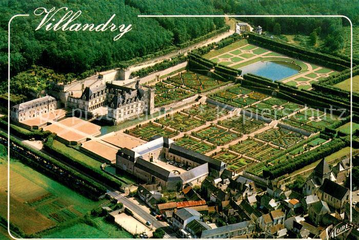 Villandry 37 Vue generale aerienne du chateau les jardins Renaissance et le pota