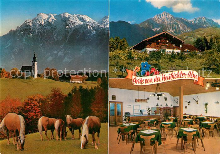 Piding Berggaststaette Neubichleralm am Hoegl Pferde Kirche Gastraum