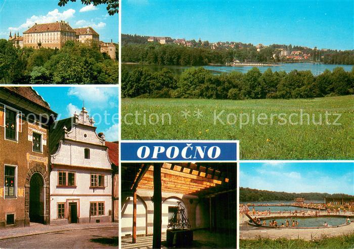 Opocno CZ Renesancni zamek Pohled na mesta pres rybnik Braumar Historicke domy n