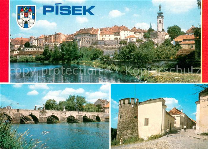 Pisek Czechia Celkovy pohled Kamenny most z 13 stoleti Putimska brana