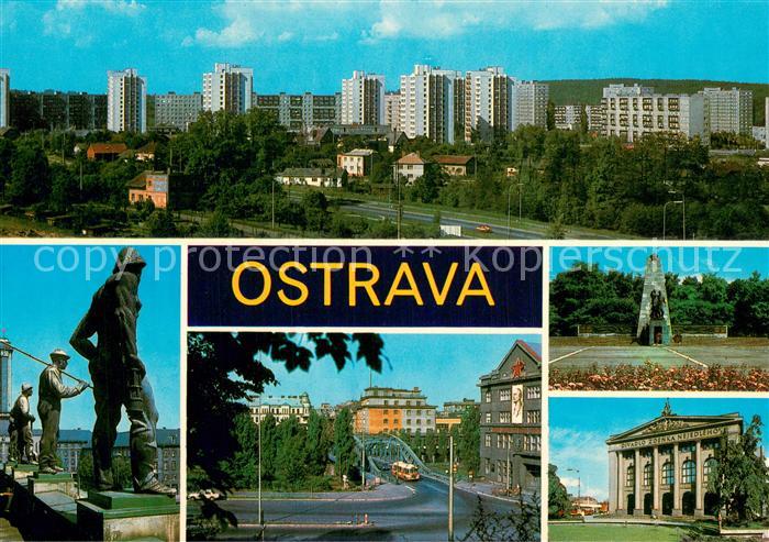 Ostrava Maehrisch Ostrau Panorama Pohled k Nove radnici Most Milose Sykory Pamat