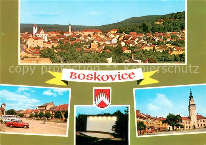 Boskovice CZ Celkovy pohled Namesti Obrancu miru Letni kino Radnice