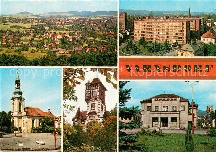 Varnsdorf Stadtpanorama Gebaeude Kirche Platz Burgrestaurant Theater