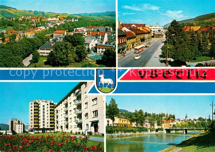 Vsetin CZ Panorama Motiv Innenstadt Wohnsiedlung Uferpartie am Fluss