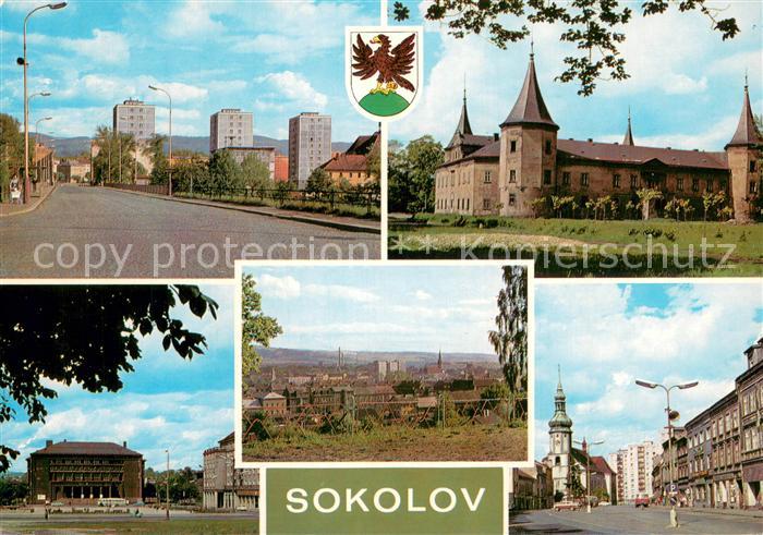 Sokolov CZ Teilansichten Schloss Innenstadt Panorama