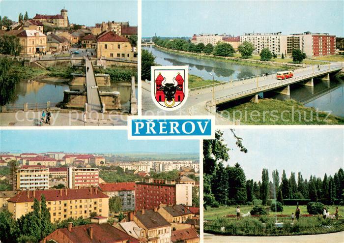 Prerov Prerau CZ Bruecke Altstadt Schloss Wohnsiedlung Hochhaeuser Parkanlagen